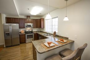 Dickinson apartment for rent - Image counter space, refrigerator, stove, microwave, and sink