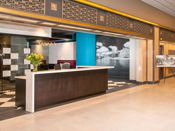 Elegant historic lobby with concierge