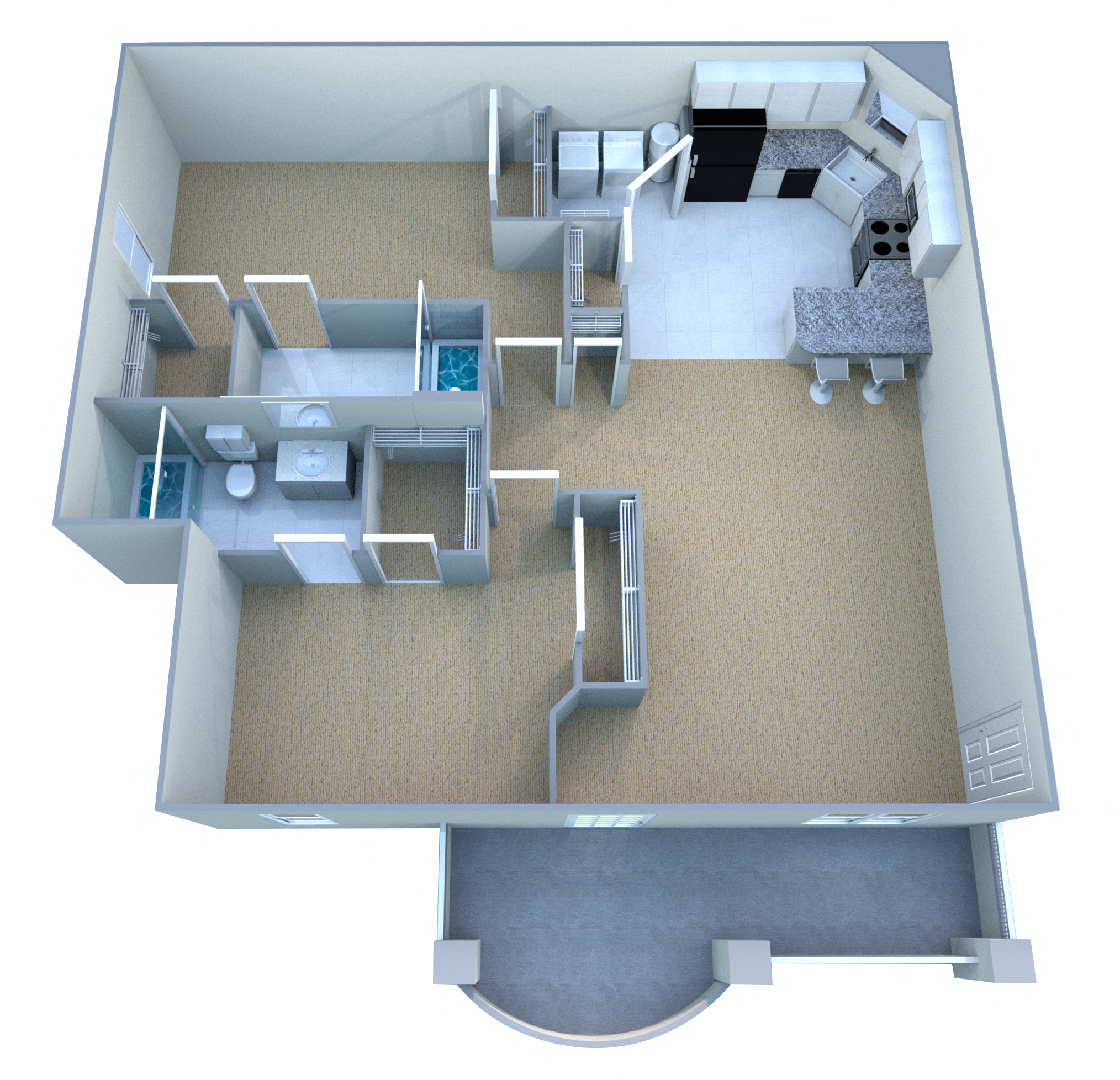Floor plan for 2 beds, 2 baths, 1093 sqft