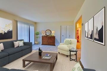 Catonsville apartment for rent - a living room with a couch and a coffee table