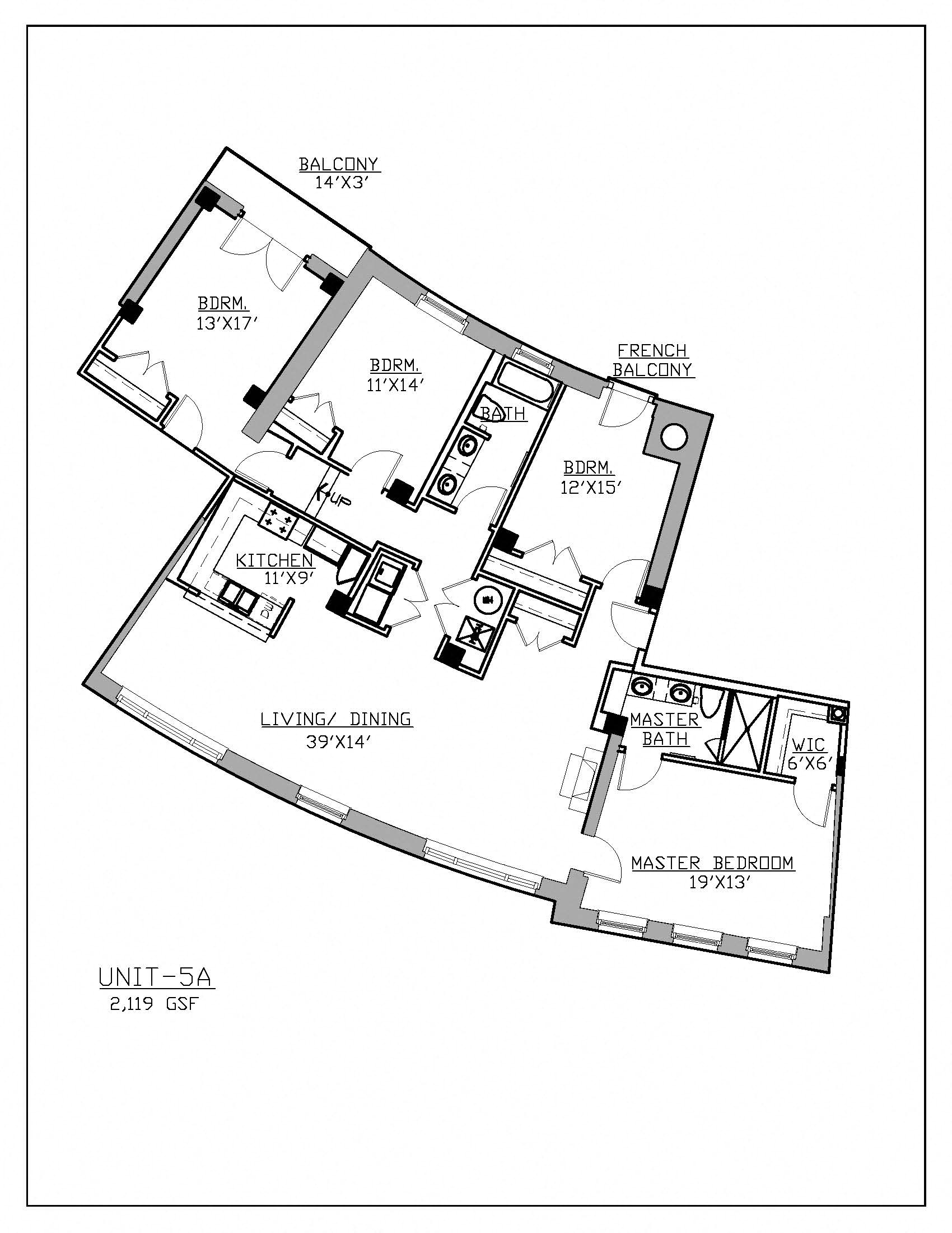 Floor plan for 4 beds, 2 baths, 2119 sqft