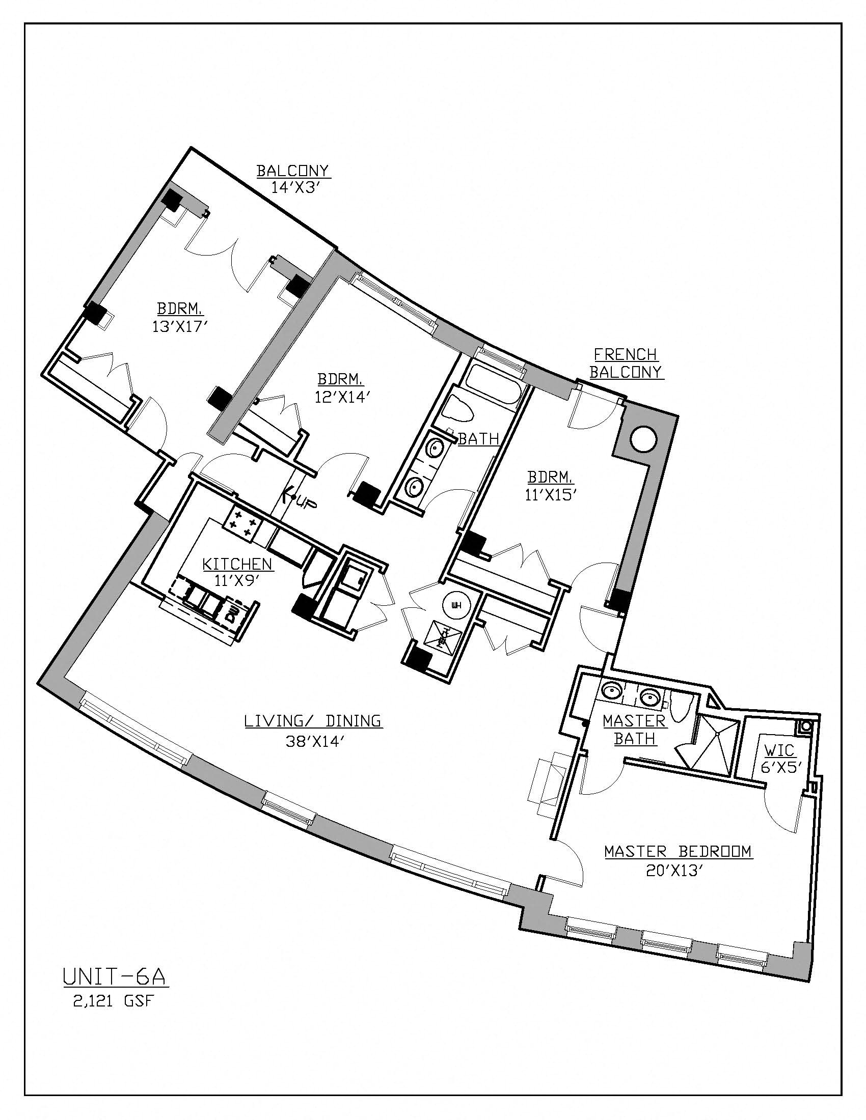 Floor plan for 4 beds, 2 baths, 2121 sqft