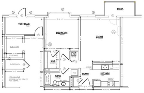 Floor plan for 1 bed, 1 bath, 828 sqft