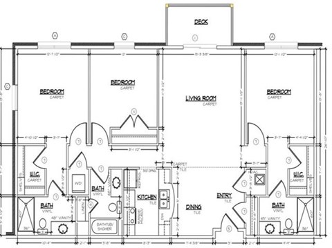 Floor plan for 3 beds, 3 baths, 1415 sqft