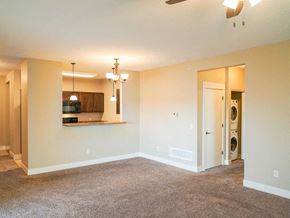 Lincoln apartment for rent - A spacious room with a washer and dryer in the doorway.