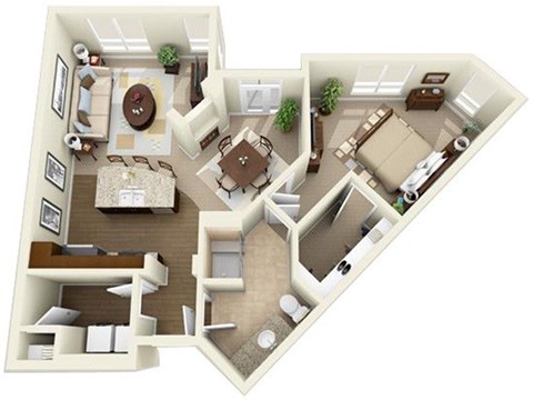 Floor plan for 1 bed, 1 bath, 825 sqft
