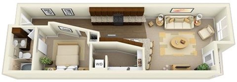 Floor plan for 1 bed, 1 bath, 792 sqft