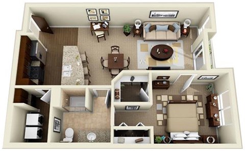 Floor plan for 1 bed, 1 bath, 825 sqft