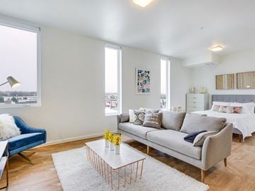 Boise apartment for rent - a living room with a couch and a bed