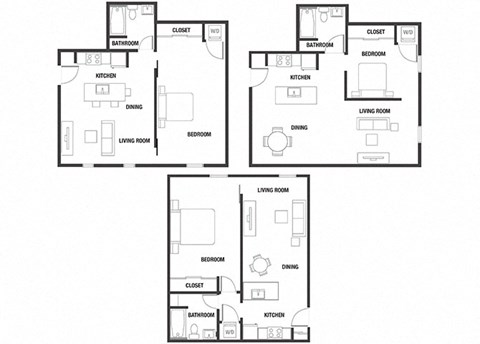 Floor plan for 1 bed, 1 bath, 648 sqft