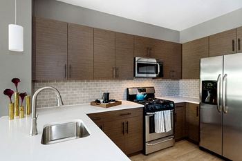 Gourmet kitchen with stainless steel appliances