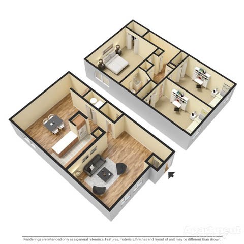 Floor plan for 3 beds, 1.5 baths, 1100 sqft