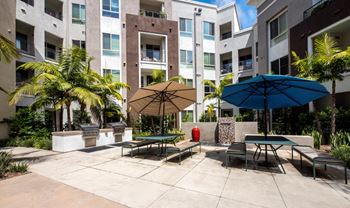 Picnic courtyard with built-in barbecues