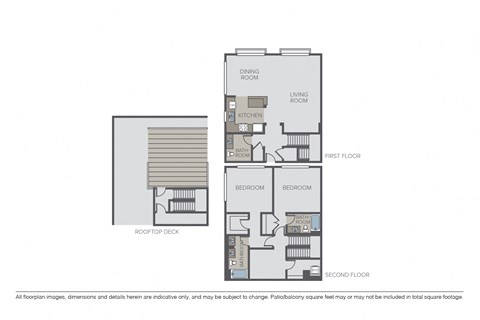 Floor plan for 2 beds, 2.5 baths, 1704 sqft