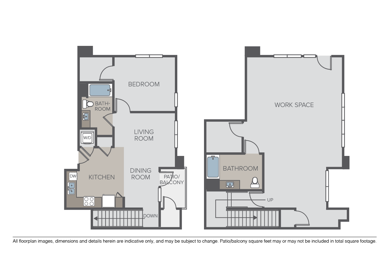 Floor plan for 1 bed, 2 baths, 2270 sqft