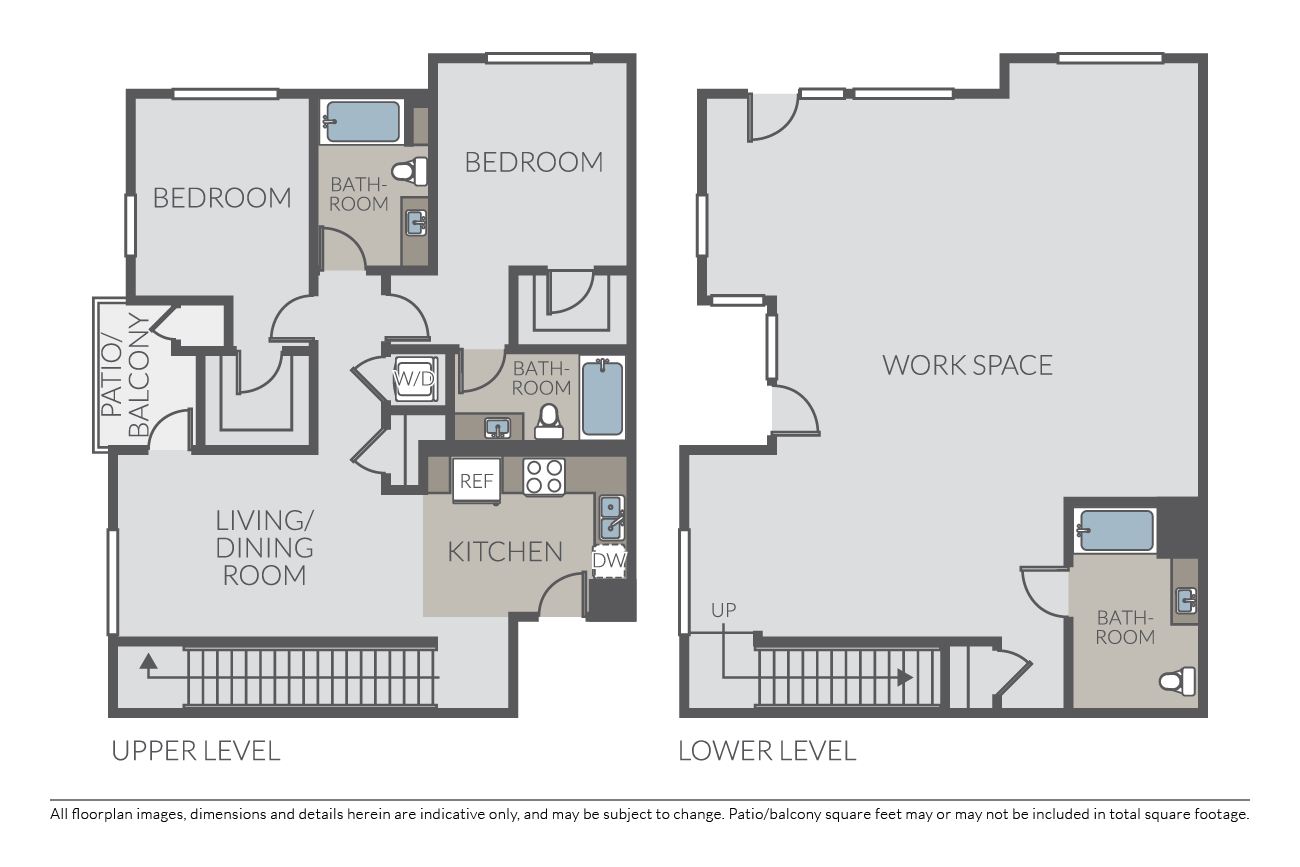 Floor plan for 2 beds, 3 baths, 2220 sqft