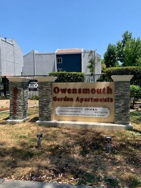 Los Angeles apartment for rent - a sign for the owensmouth garden apartment building