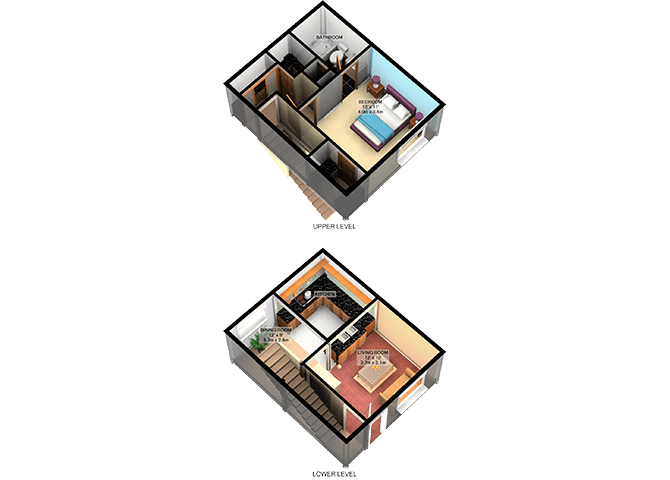 Floor plan for 1 bed, 1 bath, 693 sqft