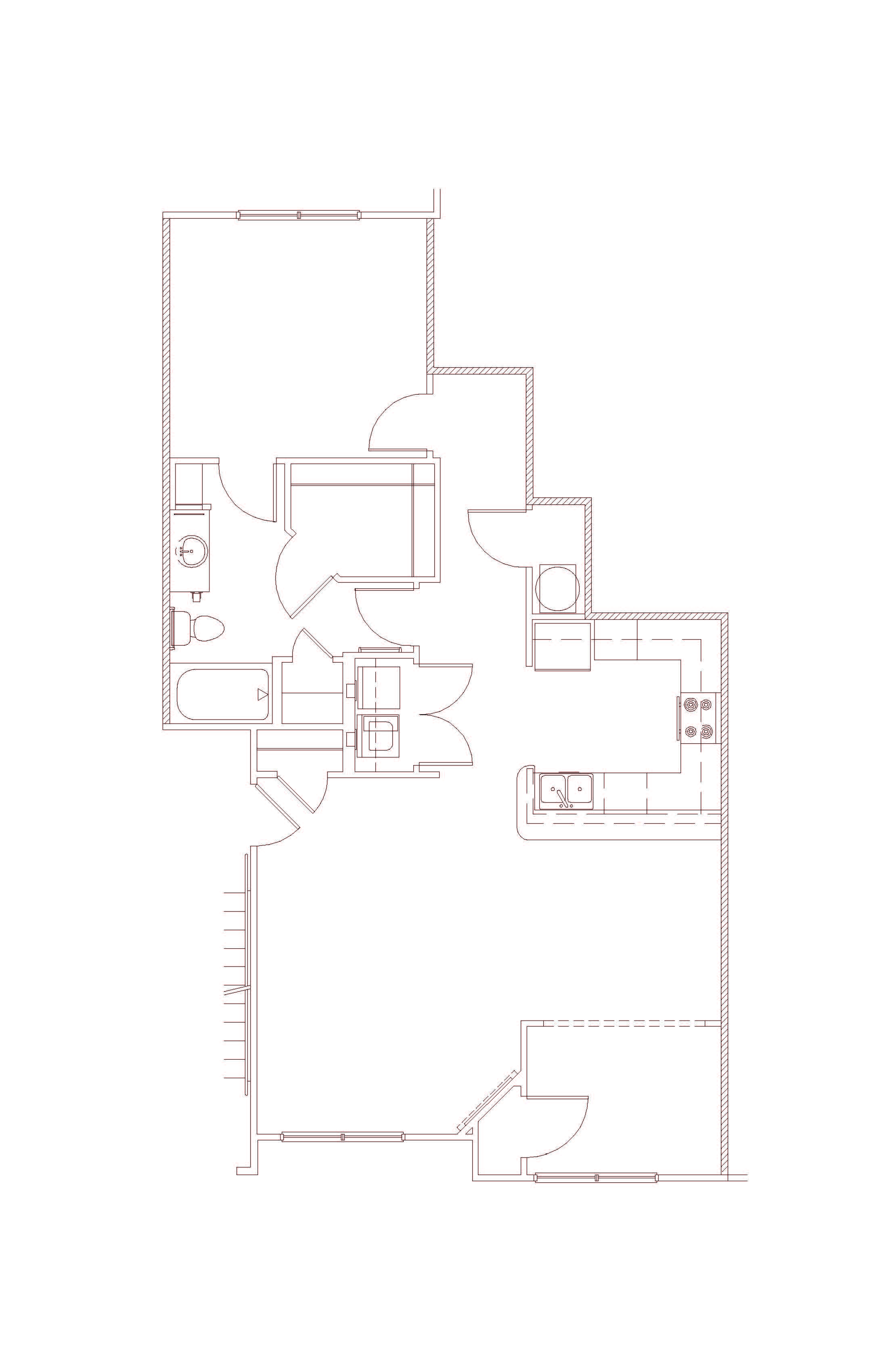 Floor plan for 1 bed, 1 bath, 1013 sqft