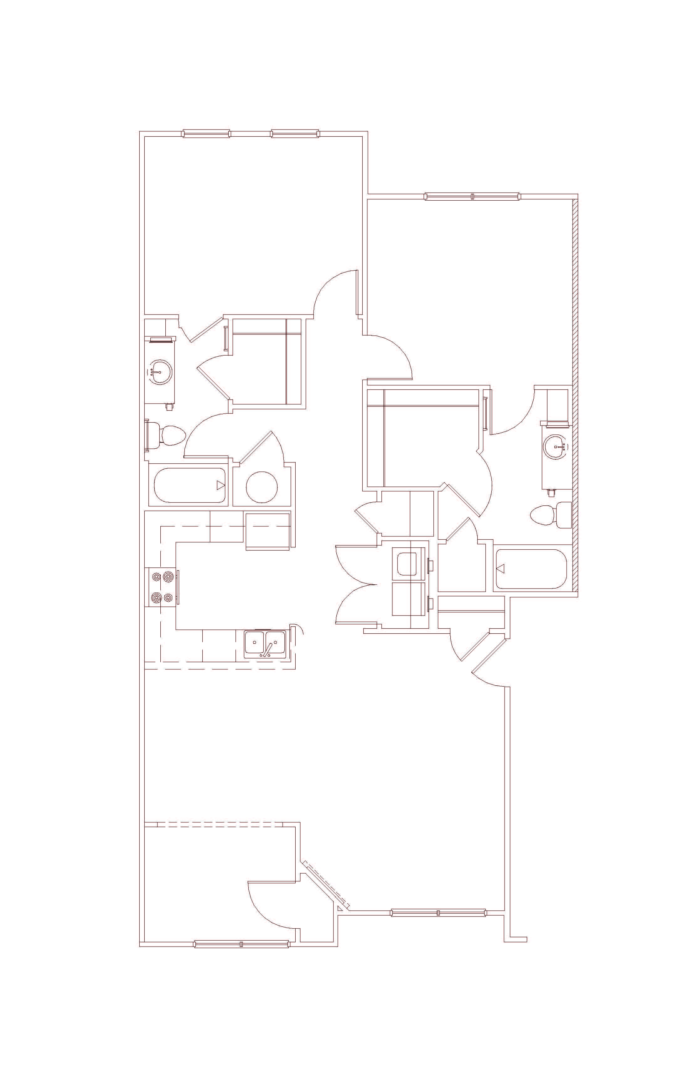 Floor plan for 2 beds, 2 baths, 1285 sqft