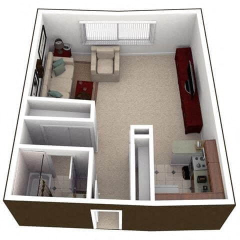 Floor plan for studio, 1 bath, 460 sqft