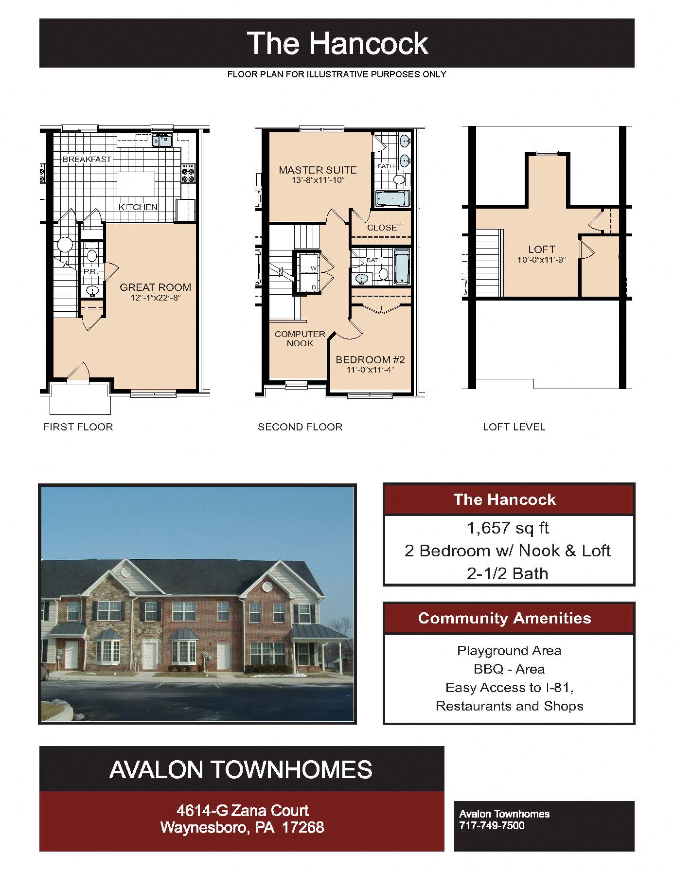 Floor plan for 2 beds, 2.5 baths, 1657 sqft