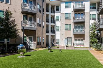 Private courtyard with water feature and activities lawn