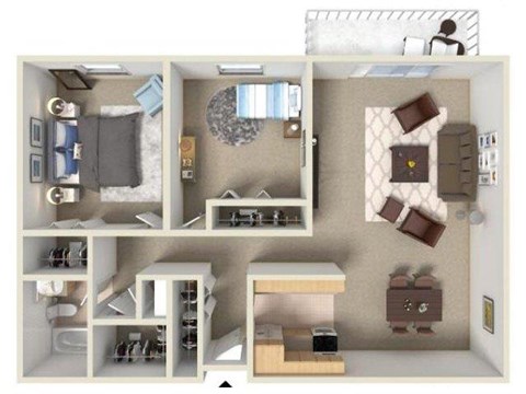 Floor plan for 2 beds, 1 bath, 1100 sqft