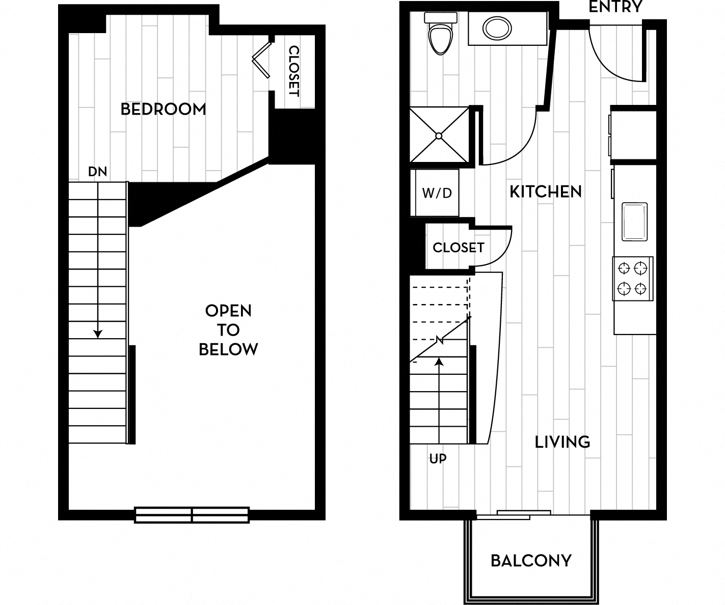 Floor plan for studio, 1 bath, 591 sqft