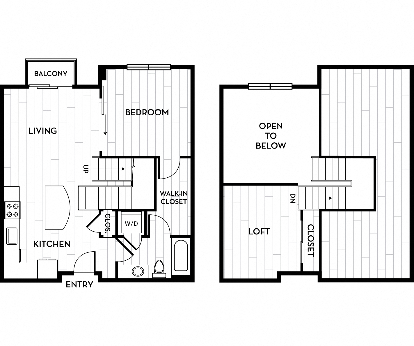 Floor plan for 1 bed, 1 bath, 923 sqft