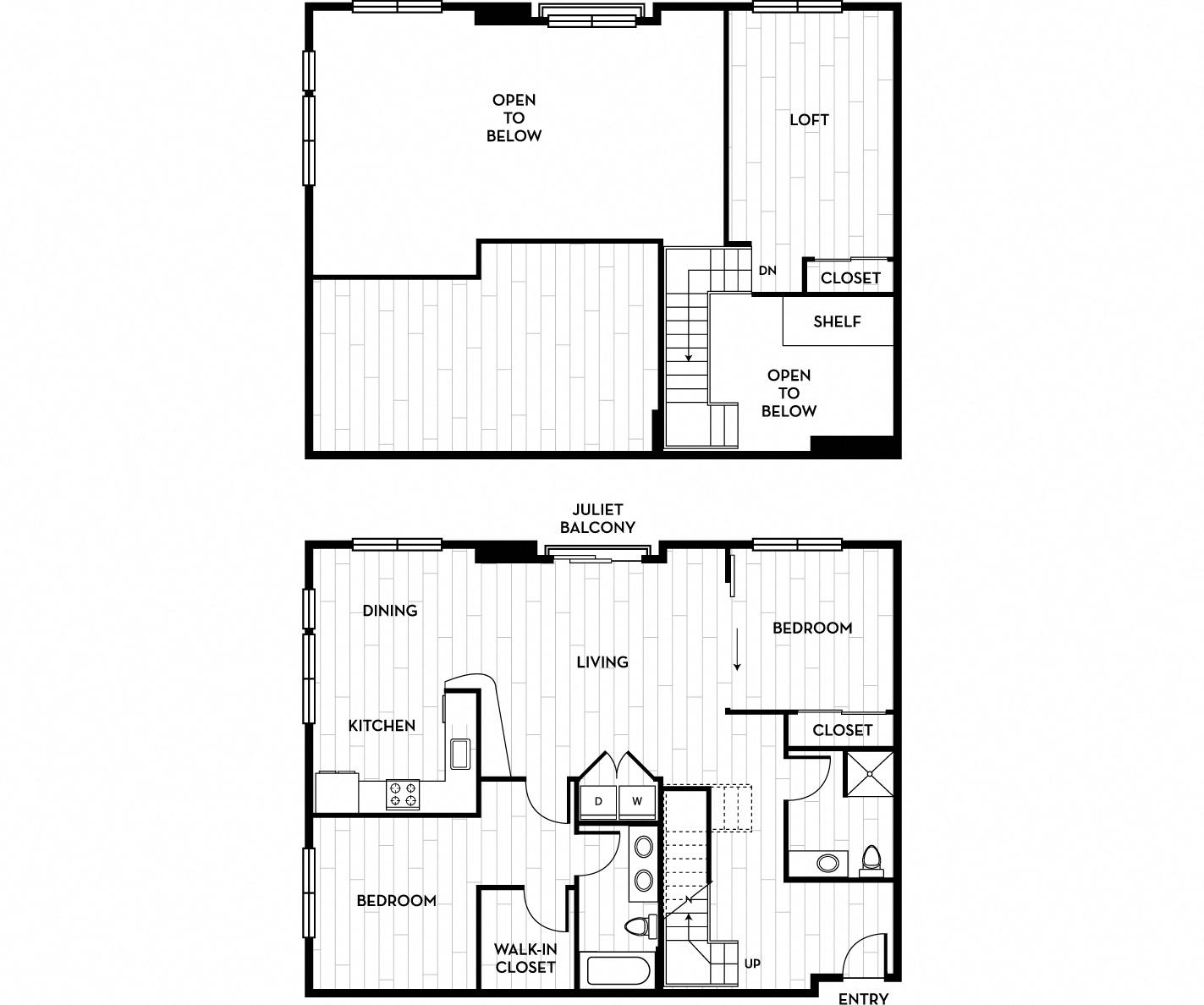 Floor plan for 2 beds, 2 baths, 1432 sqft