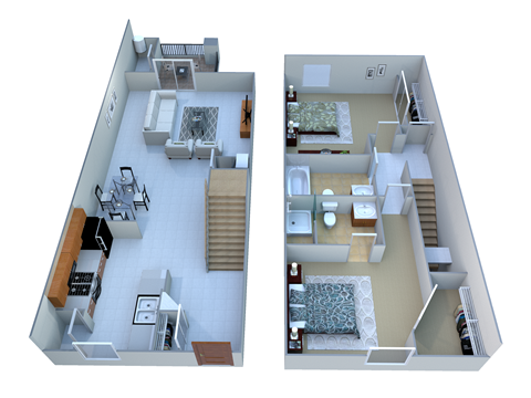 Floor plan for 2 beds, 2 baths, 1004 sqft