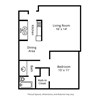 Floor plan for 1 bed, 1 bath, 720 sqft