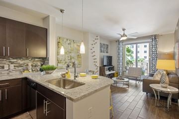 Coral Gables apartment for rent - a kitchen with a sink and a counter top in a living room
