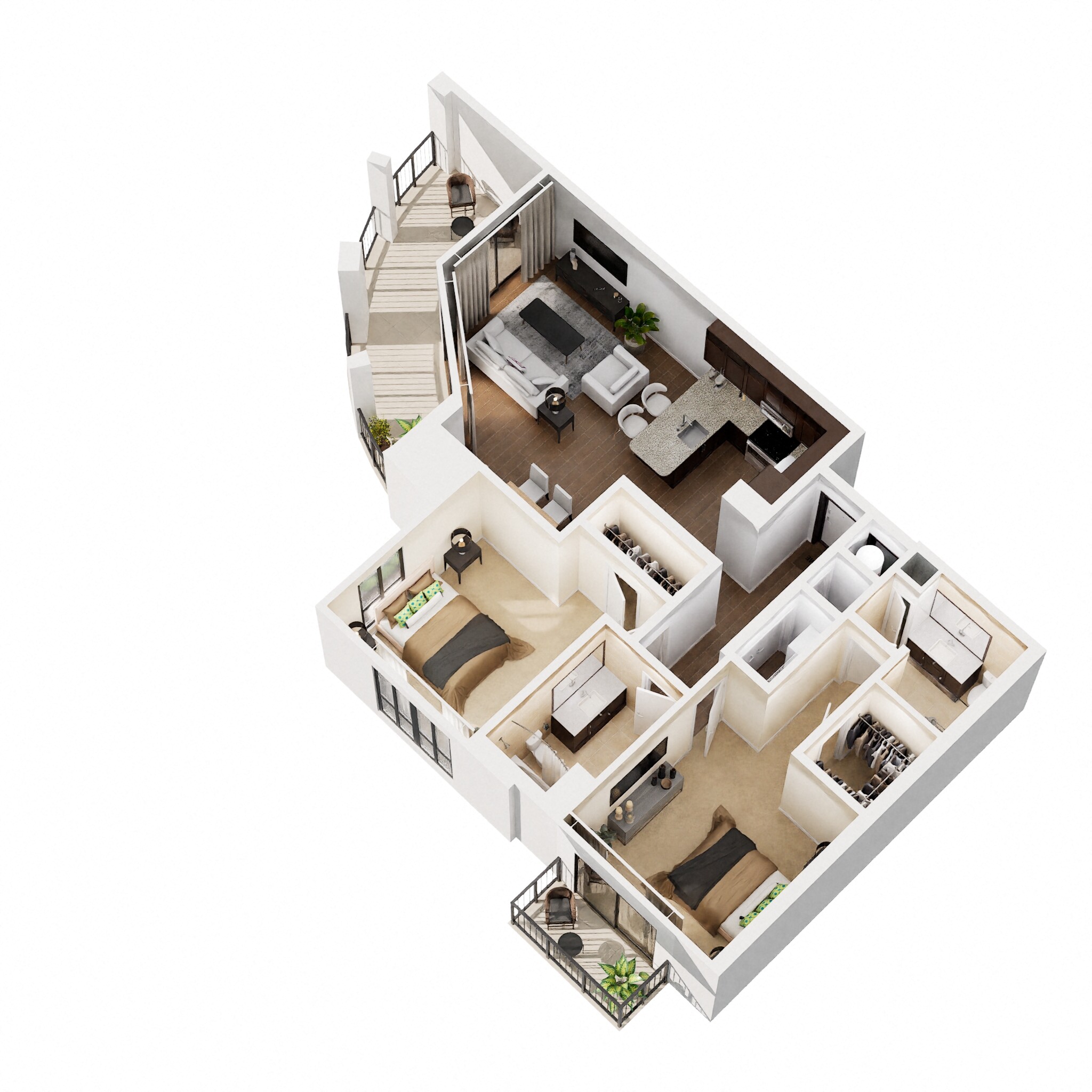Floor plan for 2 beds, 2 baths, 1150 sqft