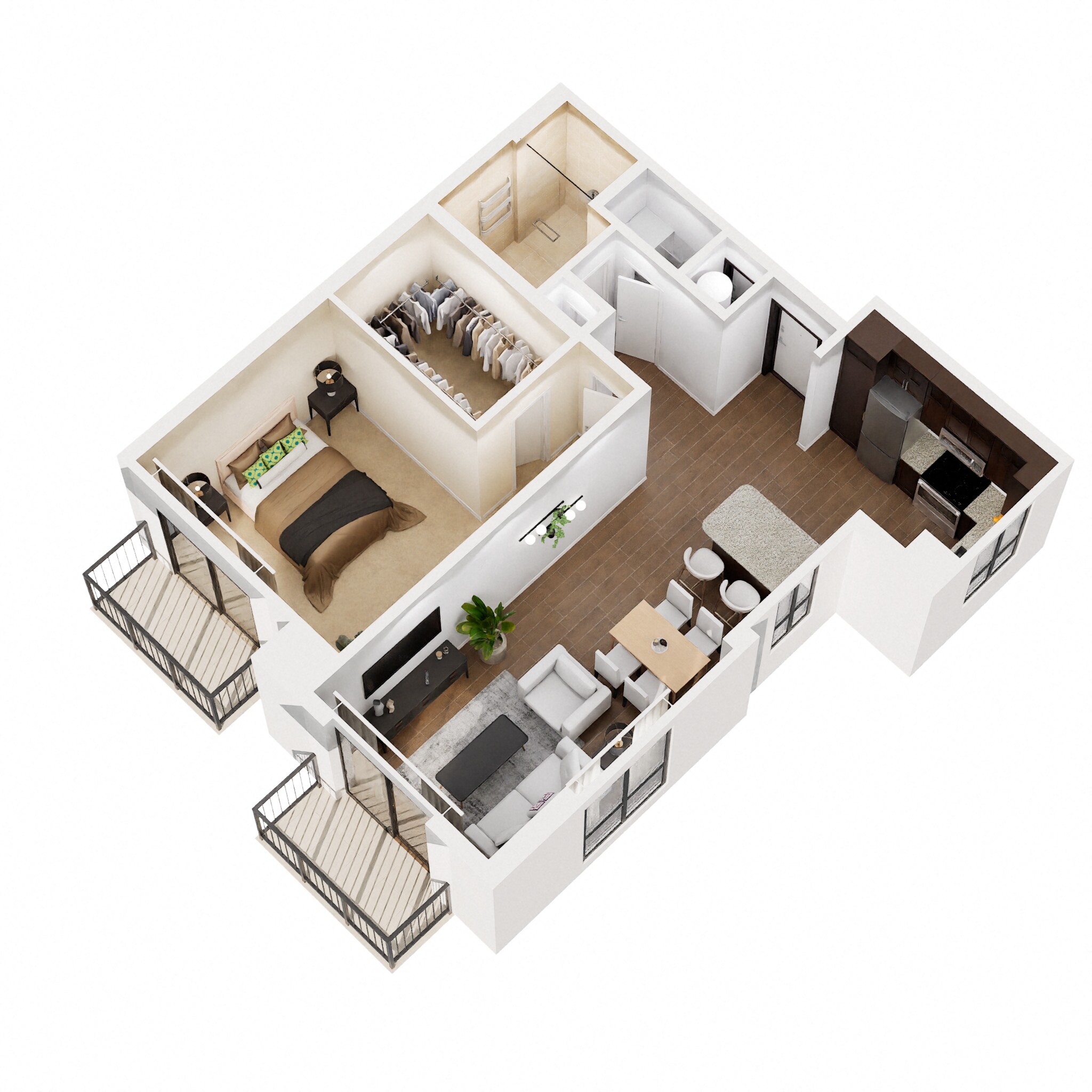 Floor plan for 1 bed, 1 bath, 919 sqft