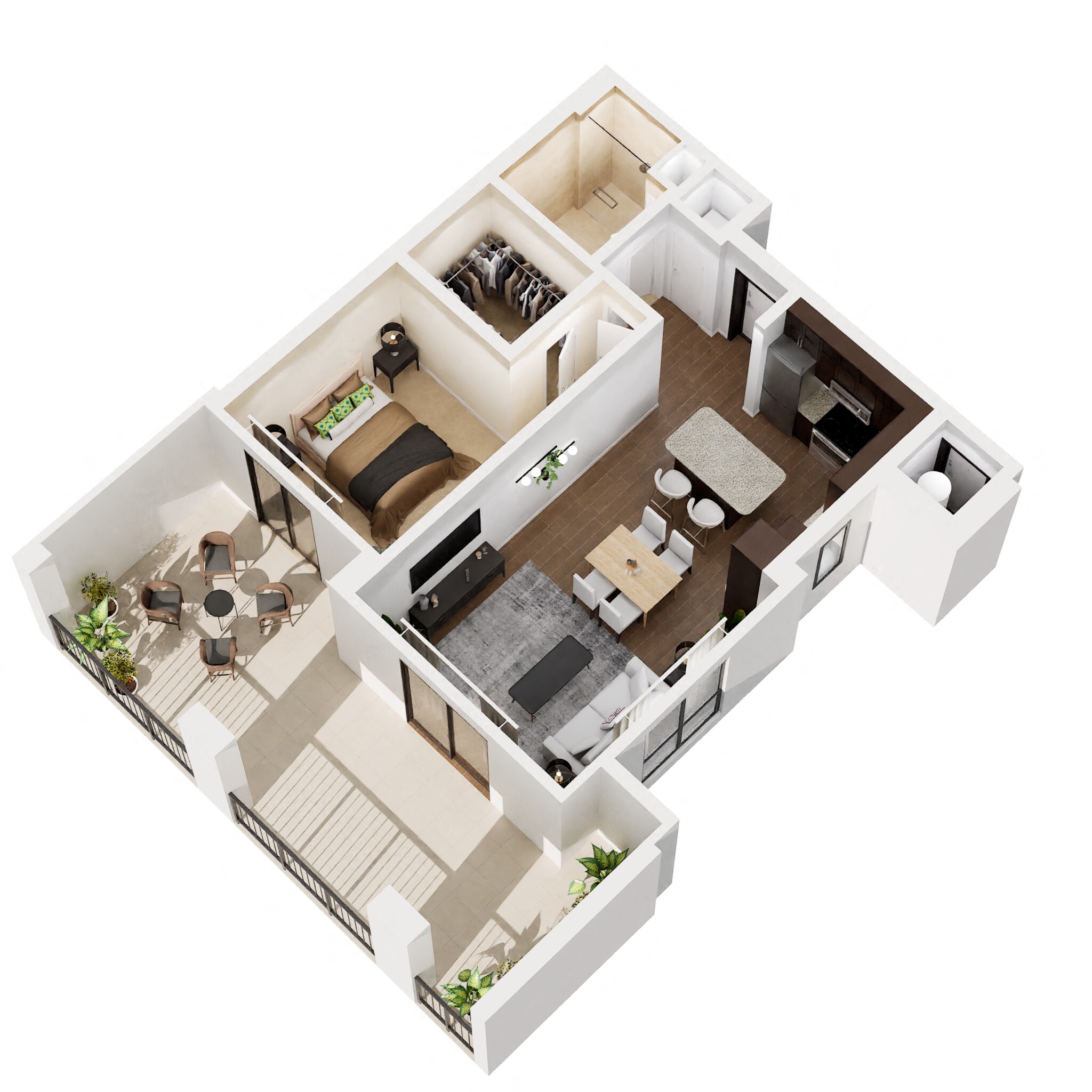Floor plan for 1 bed, 1 bath, 840 sqft