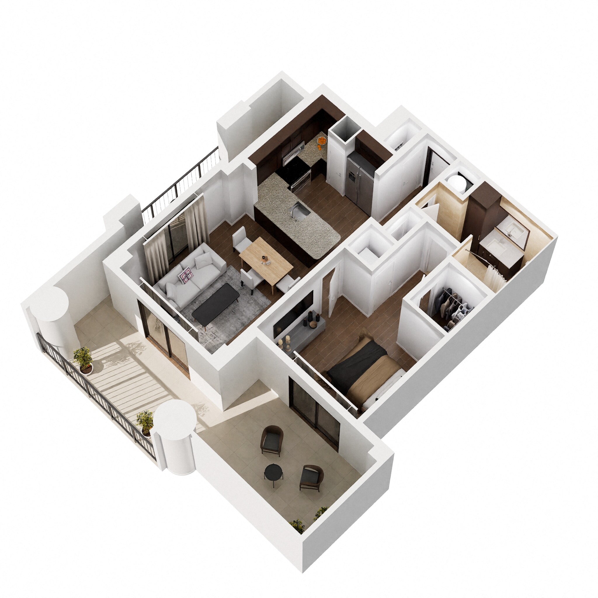 Floor plan for 1 bed, 1 bath, 793 sqft