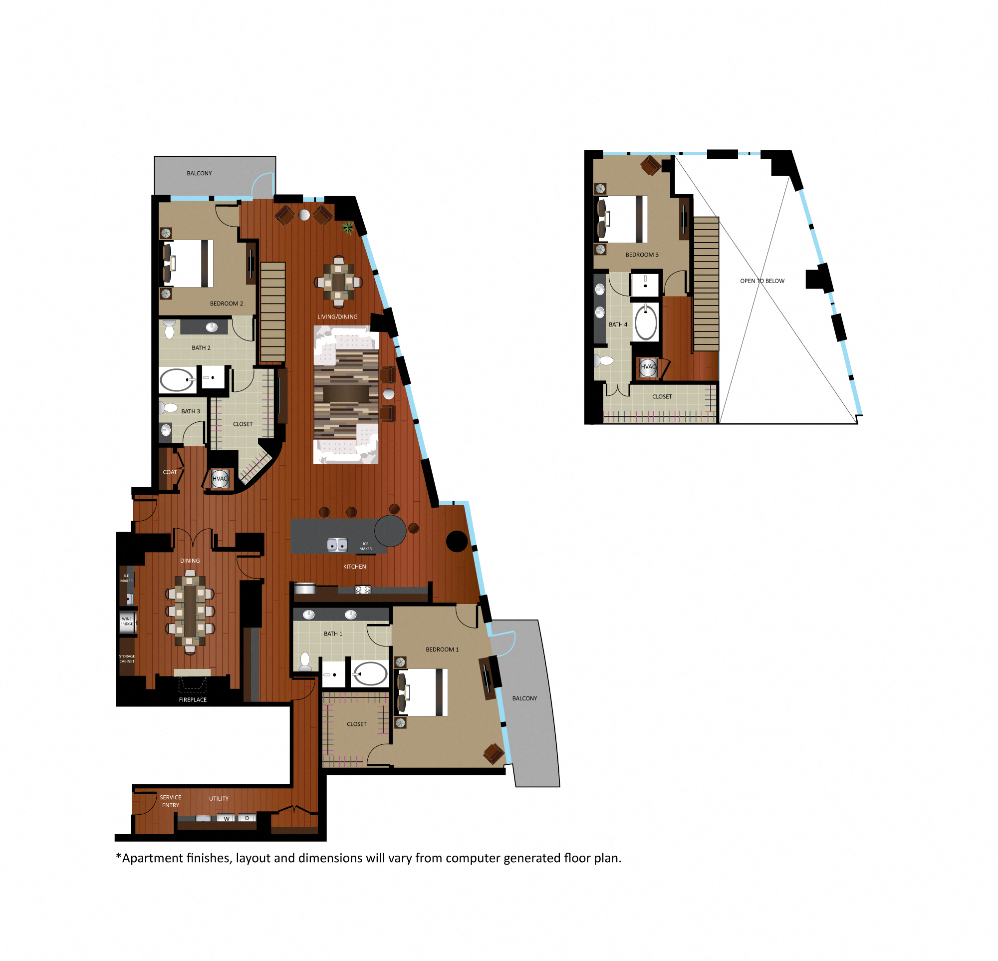 Floor plan for 3 beds, 3.5 baths, 3337 sqft