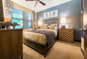 Washington apartment for rent - a bedroom with a bed and a dresser and a window