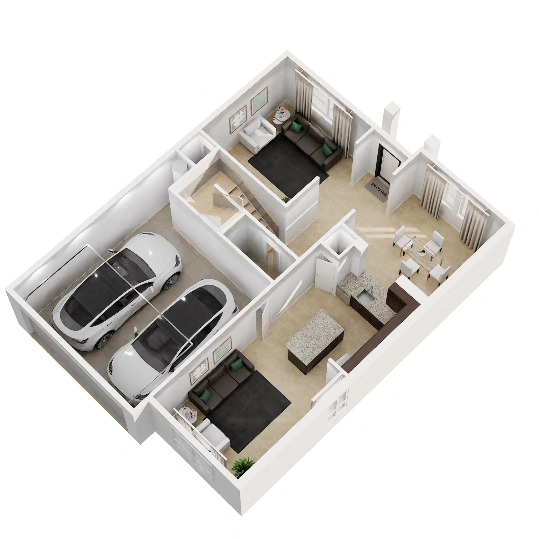 Floor plan for 4 beds, 2.5 baths, 2074 sqft