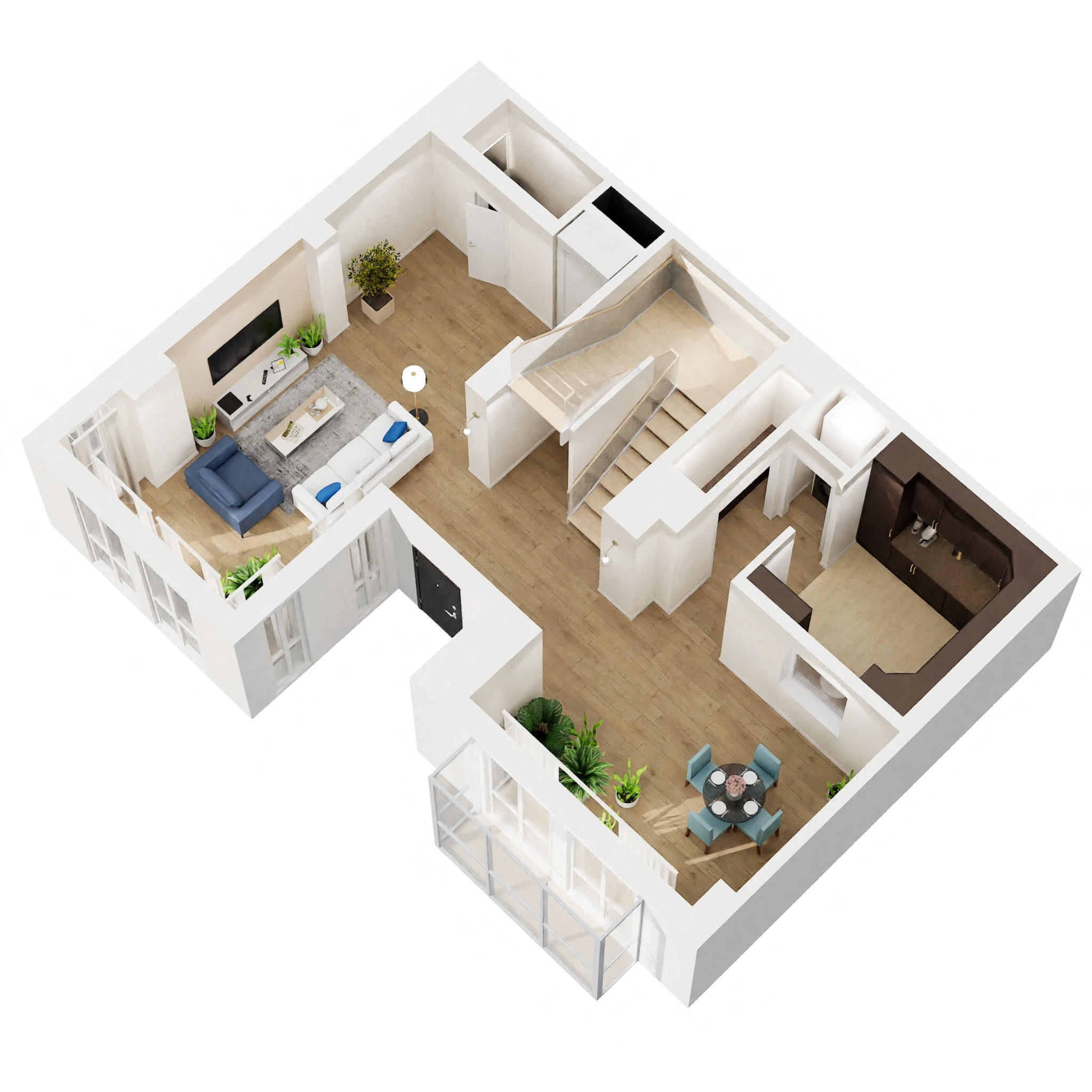 Floor plan for 2 beds, 2.5 baths, 1523 sqft