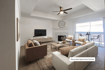 Houston apartment for rent - A living room with a brown couch and a white couch.