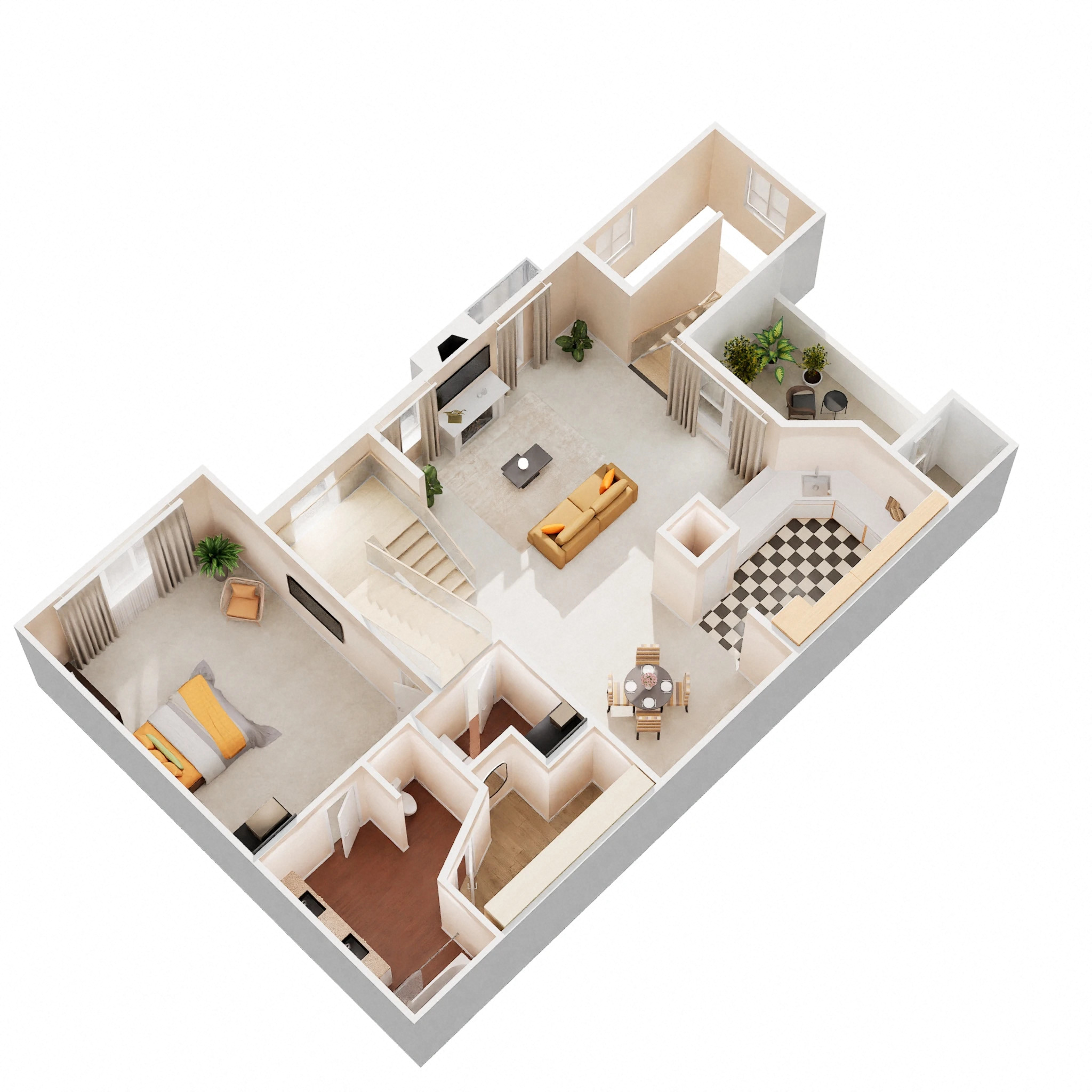 Floor plan for 2 beds, 2 baths, 1185 sqft
