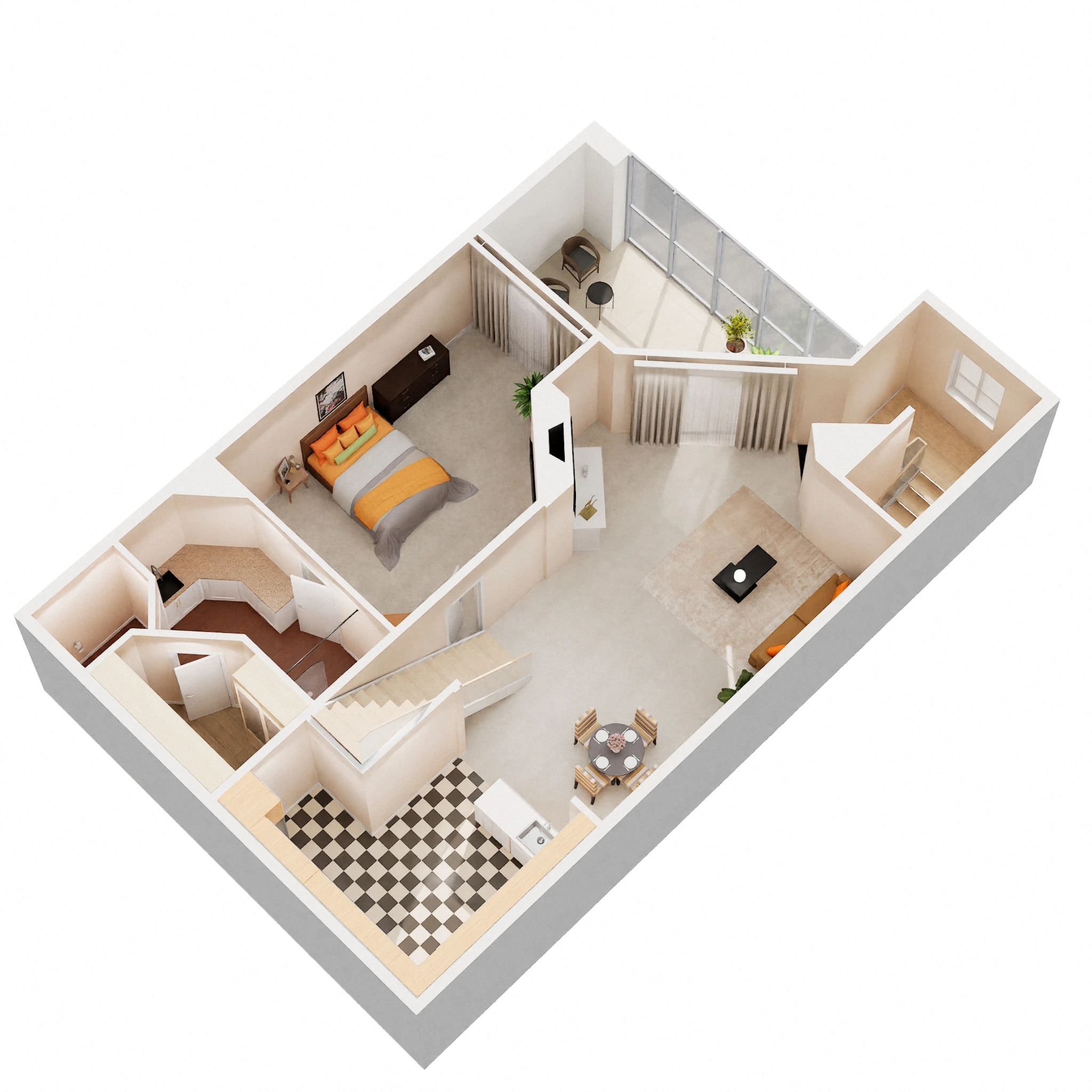 Floor plan for 2 beds, 2 baths, 1219 sqft