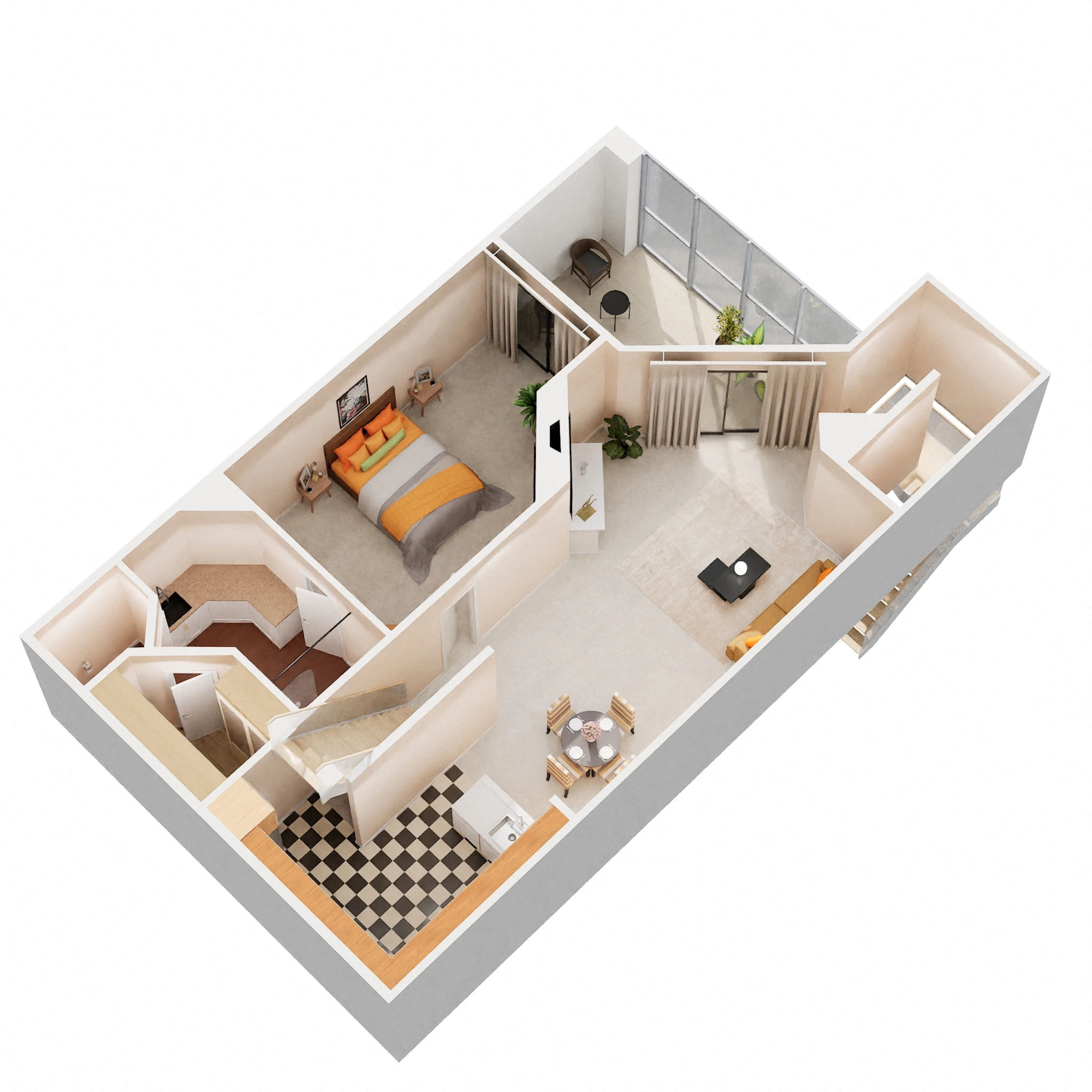 Floor plan for 2 beds, 2 baths, 1219 sqft