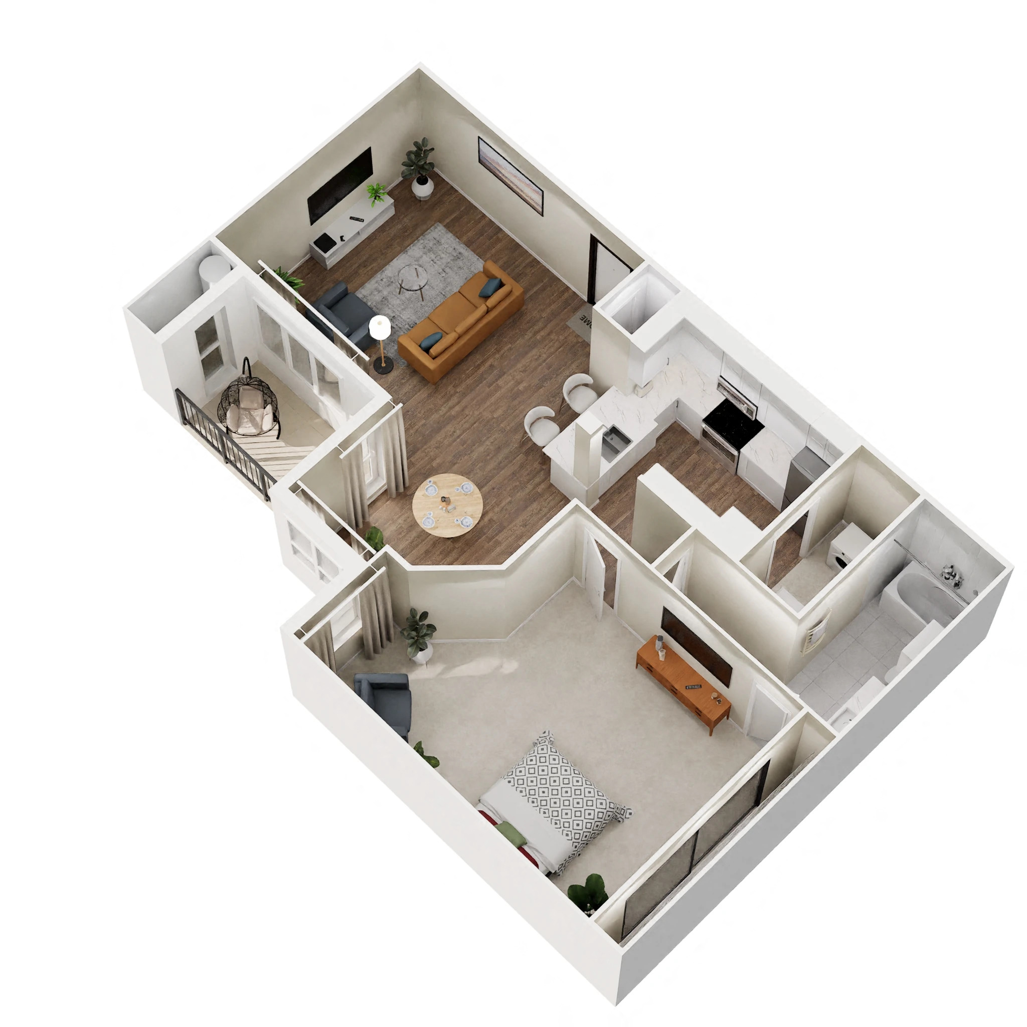 Floor plan for 1 bed, 1 bath, 850 sqft