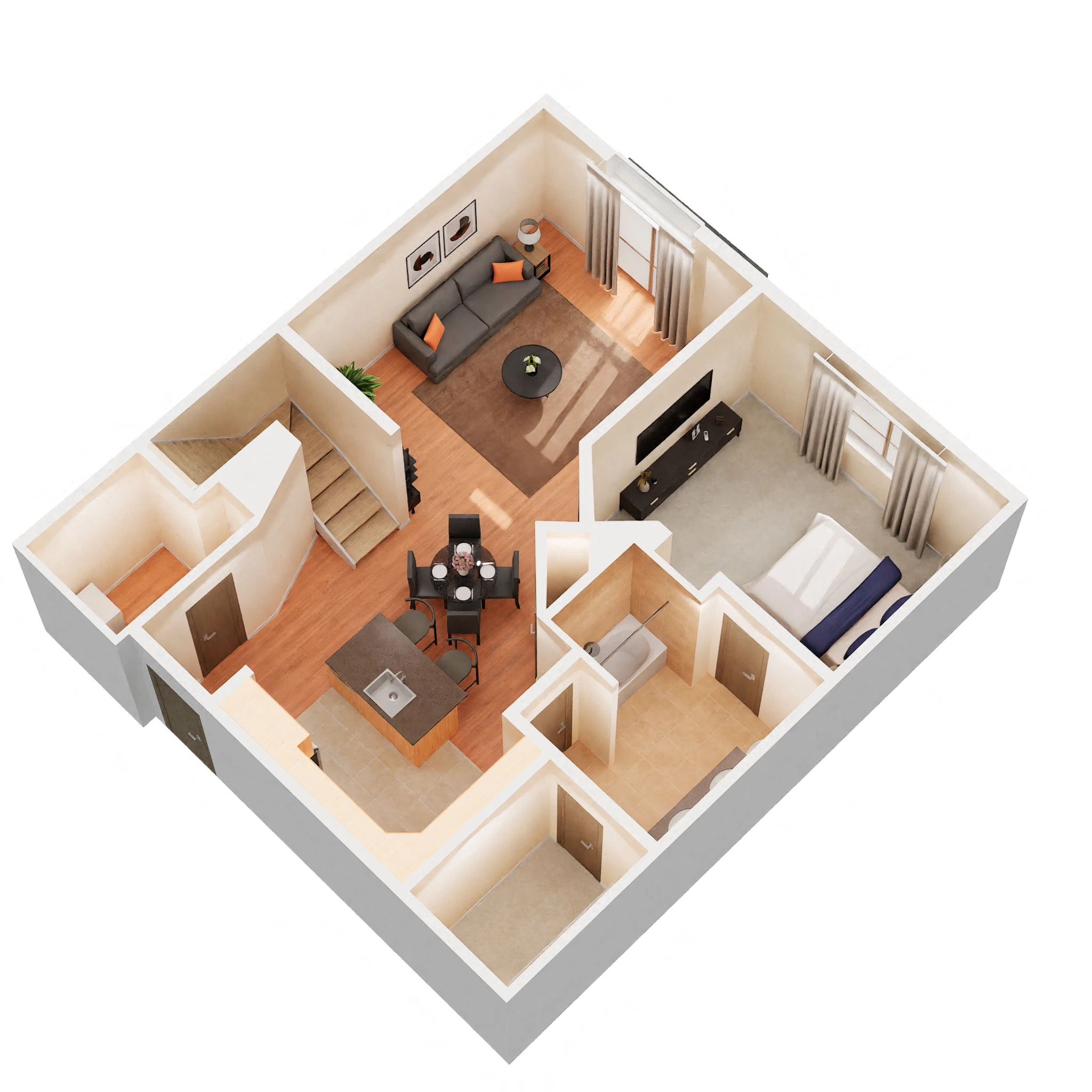 Floor plan for 1 bed, 1 bath, 1063 sqft