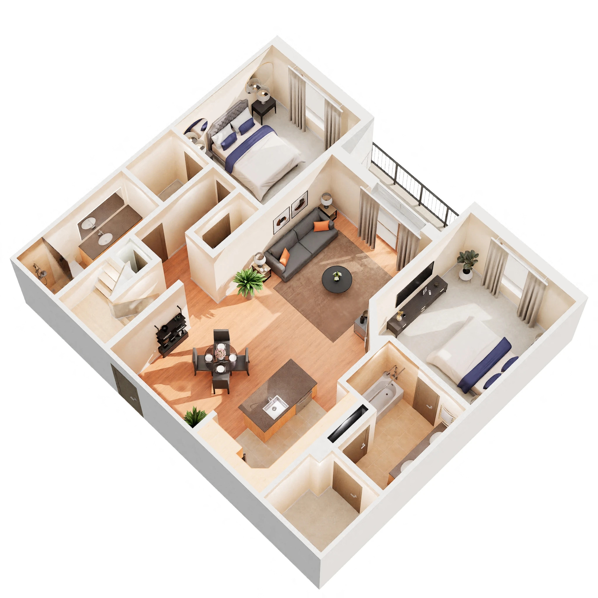 Floor plan for 2 beds, 2 baths, 1465 sqft