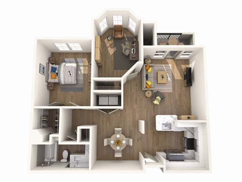 Floor plan for 1 bed, 1 bath, 1014 sqft